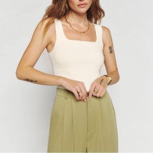 REFORMATION Julia Ribbed Sweater Tank in Ivory